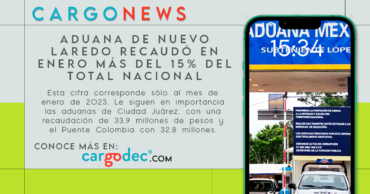 Aduana de Nuevo Laredo recaudó en enero más del 15% del total nacional